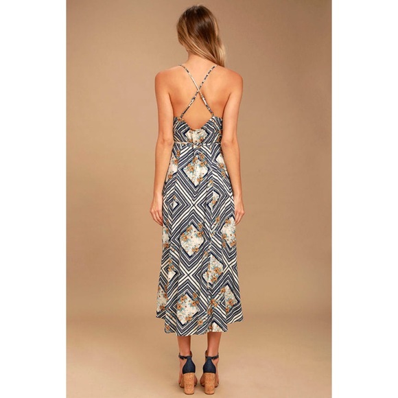 O'Neill Leelee Light Beige Print Wrap Dress, sz Medium - Picture 4 of 8